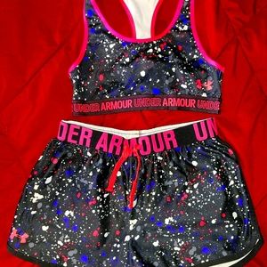 Under Armour Youth shorts and sports bra set